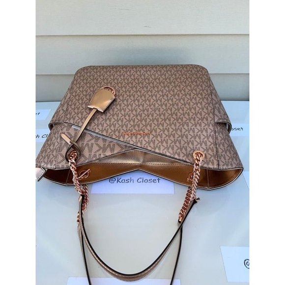 Michael Kors Purse Large Jet set Xchain Shoulder Bag Rose Gold - Picture 9 of 12